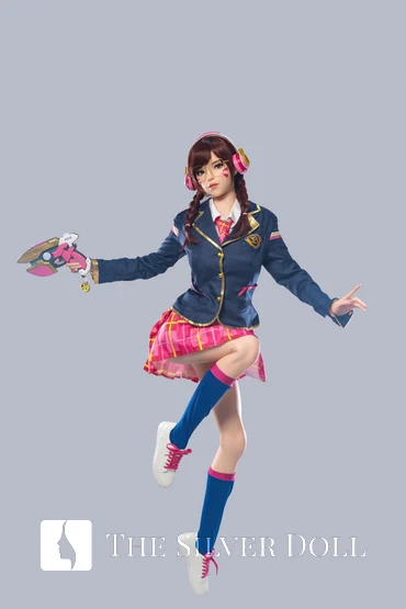D.va sexy student in pink dress