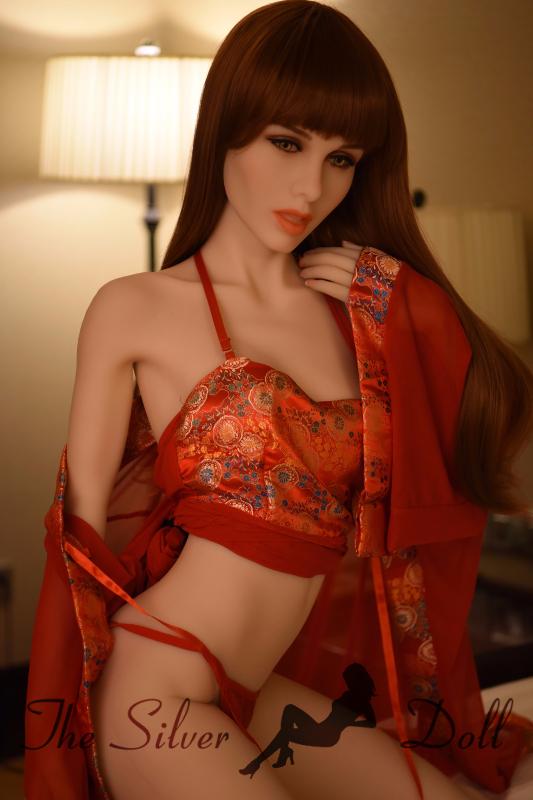 Christine in red Chinese nightie