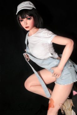 Igawa Ayako in a denim jumpsuit