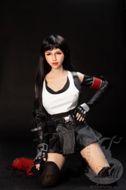 Genesis in leather mini skirt