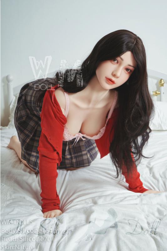 VioletteS in skirt and red blouse