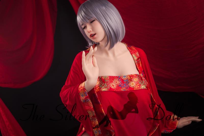 Lucy in red Chinese nightie