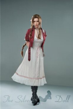 Aerith en robe blanche et veste rouge