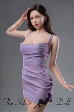 June in purple dress