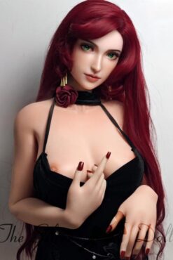 Kasawara Tomoko with a black velvet dress