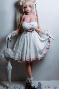 Natsuki Asuka en robe et parasol blancs