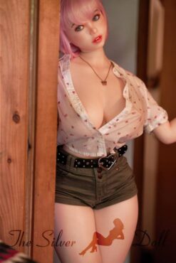 Ariel in khaki mini shorts