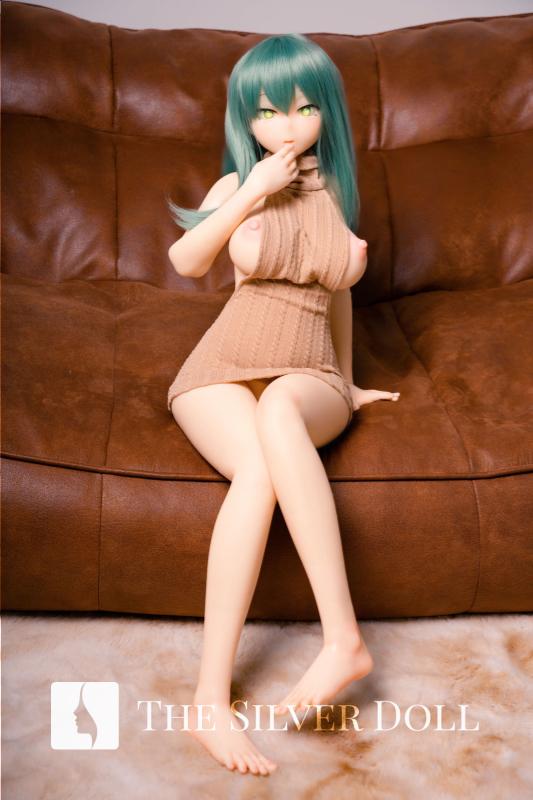 Akane in wool dress and green hair