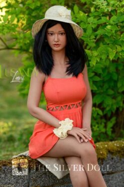 Lani in an orange summer dress