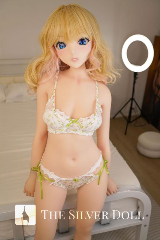 Komachi blonde in green and white lingerie