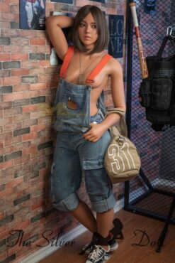 IN STOCK (USA) – Irontech Doll 162cm (5'3 ft) 'Silicone' Minus Aileen (dark tan skin) in jeans overalls
